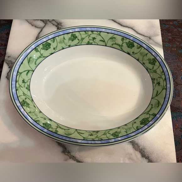 WEDGWOOD WATERCOLOUR OVAL VEGETABLE BOWL GREEN/BLUE - Picture 6 of 8